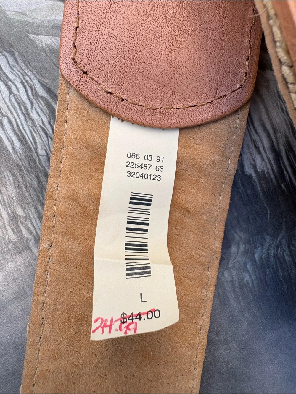 Talbots Leather & Raffia Natural Neutral Belt Size L